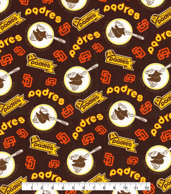 Fabric Traditions San Diego Padres MLB Retro Cotton Fabric (2 Yards Min.) - Team Cotton Fabric - Fabric