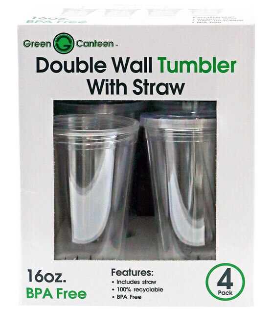 16-oz Double-Wall Clear Plastic Tumblers - Drinking Glasses - Tumblers with  Lids and Straws 
