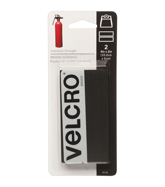 Xxx Velcro - Industrial Strength 4in x 2in strips, black, 2 ct.