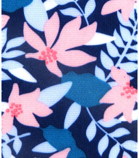 Offray 1.5" Pink & Blue Floral Single Faced Satin Ribbon, , hi-res, image 2
