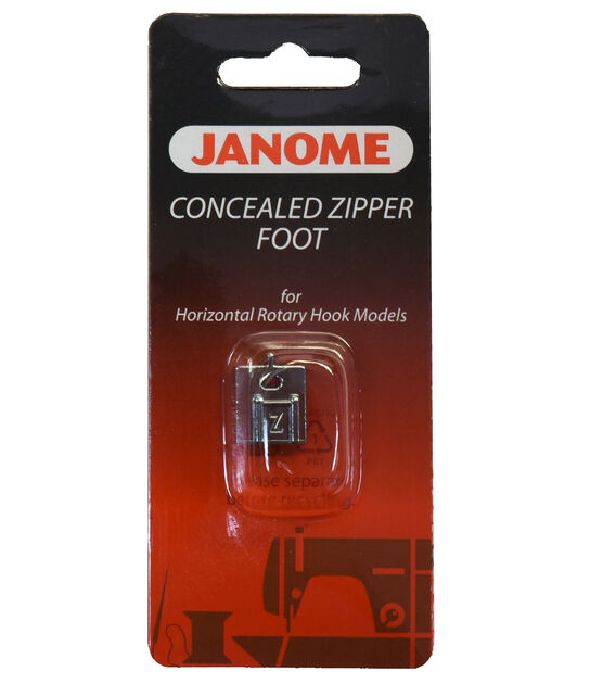 Zipper Foot, Concealed or Low Shank Front Loading Janome/New Home & Elna  Sewing Machines – Millard Sewing Center