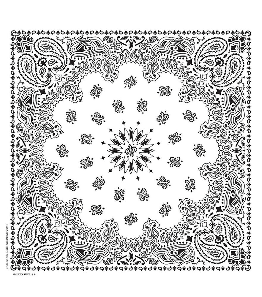 22" x 22" Cotton Paisley Bandana, White, swatch