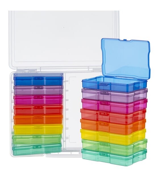 1 Set Transparent Plastic Photo Storage Box Embellishment Craft Keeper with  Handle Cards Containers Box for