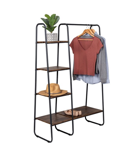 Honey-Can-Do Freestanding Closet with Garment Bar and Shelves - Silver