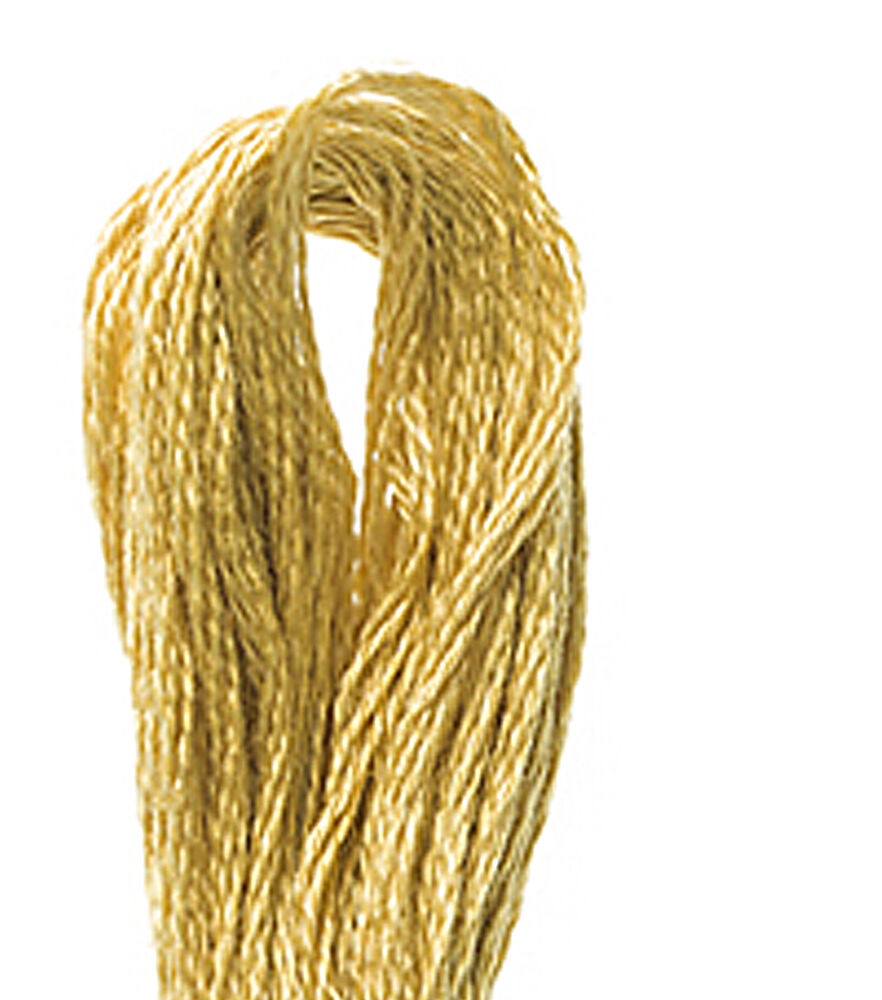 DMC 8.7yd Yellows 6 Strand Cotton Embroidery Floss, 729 Medium Old Gold, swatch, image 21