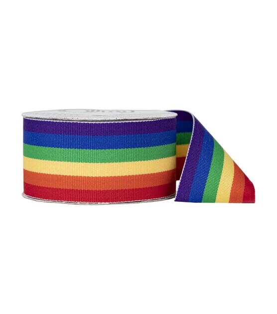 Rainbow Striped Vintage Cloth Ribbon, 1-1/2-inch, 10-Yard (Natural)