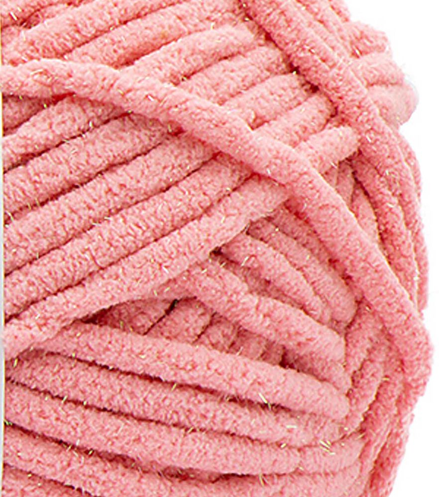 Bernat Baby Blanket Sparkle 220yds Super Bulky Polyester Yarn, Rose Glow, swatch, image 3