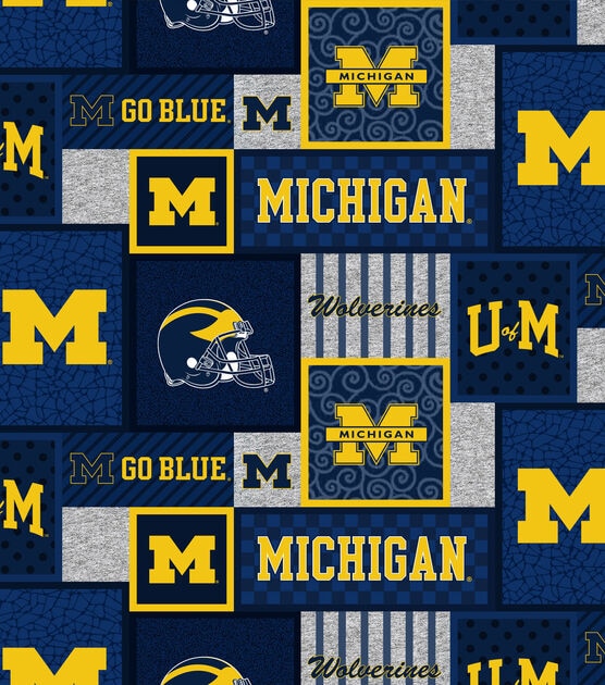 Michigan Wolverines Fleece Fabric College Patches