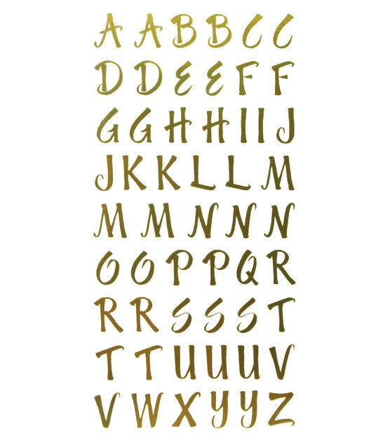 Simplicity Solid Stick Gold Script Alphabet Paper Stickers, 71 Piece