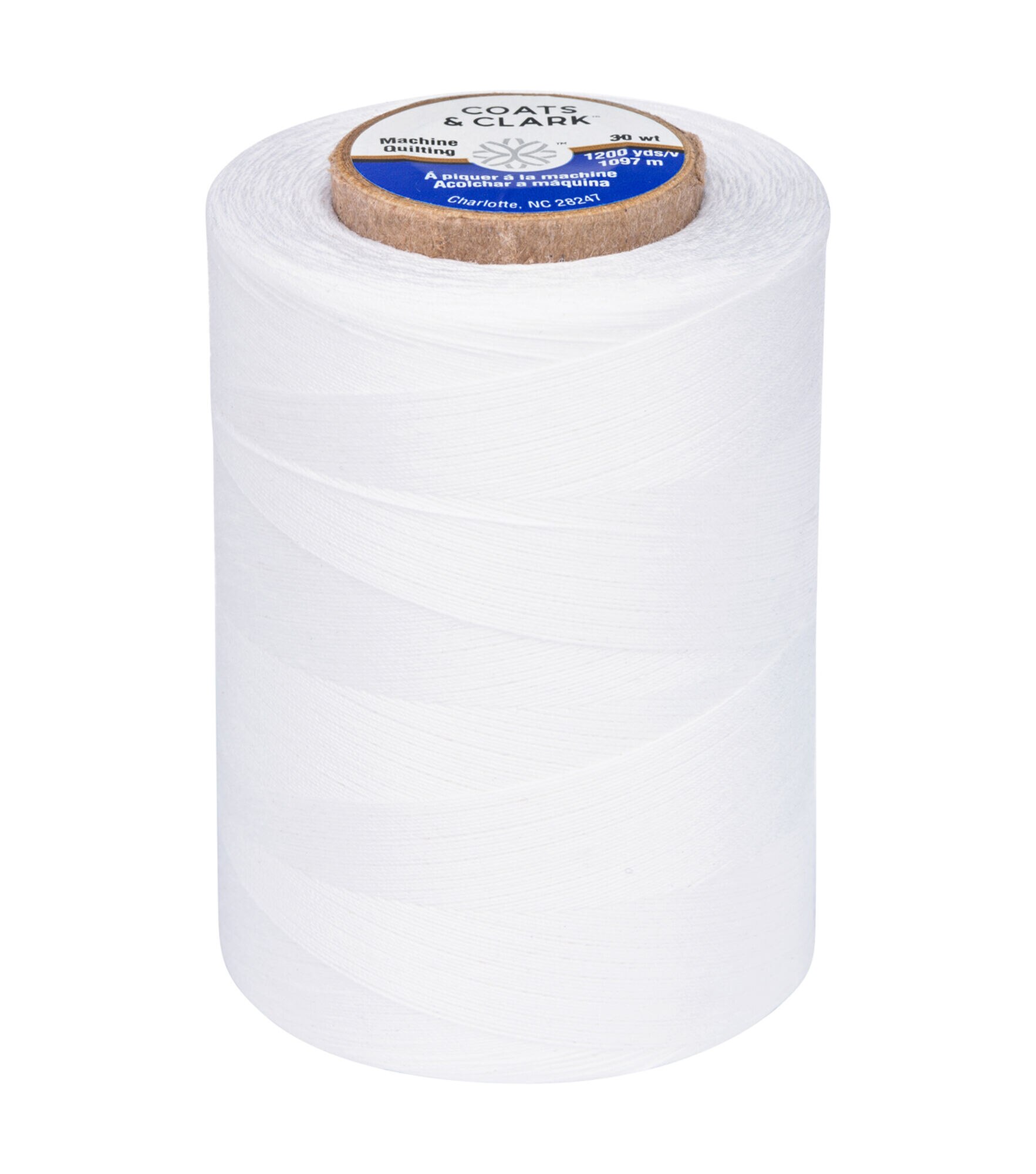 Coats & Clark 1200yd 30wt Machine Quilt Cotton Thread, 0001 White, hi-res