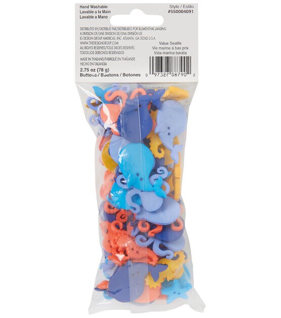 Favorite Findings 3oz Multicolor Sealife 2 Hole Big Bag of Buttons, , hi-res, image 2