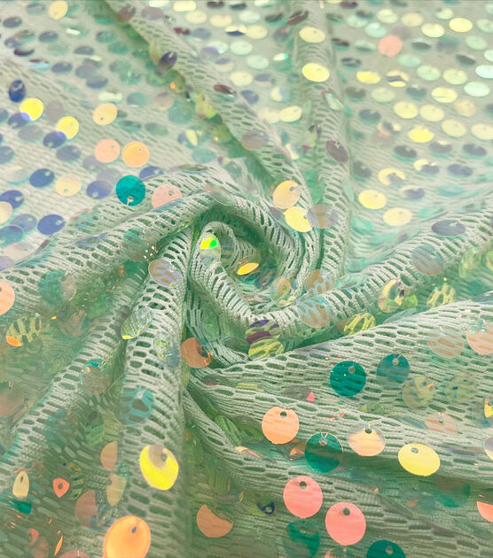 Jade Crochet Sequin Mesh Fabric, , hi-res, image 5