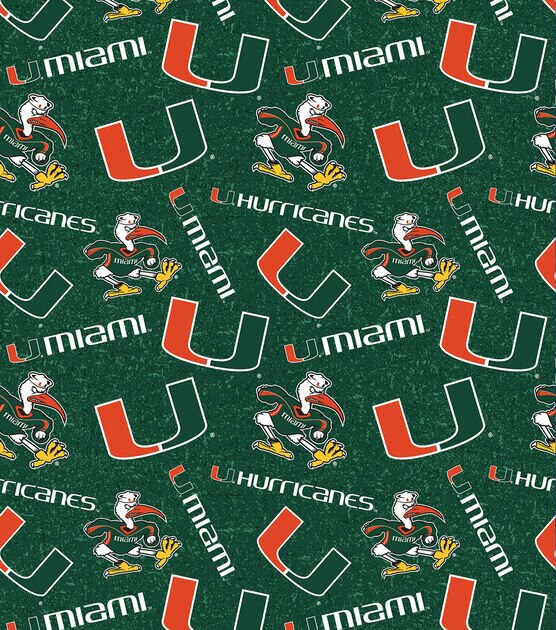 University of Miami Hurricanes Cotton Fabric Tone on Tone, , hi-res, image 2