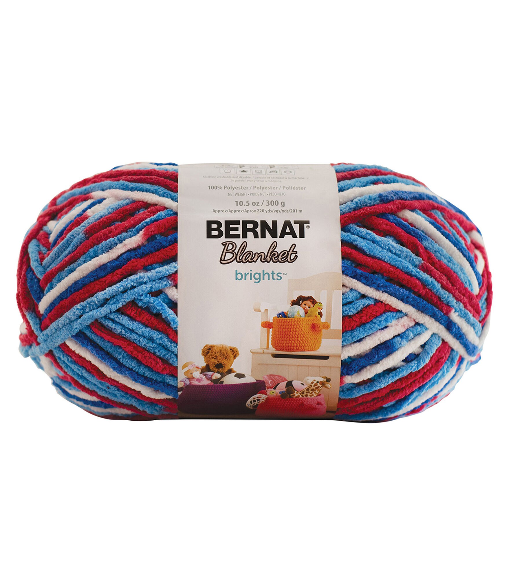 Bernat Blanket Brights 220yds Super Bulky Polyester Yarn, Red White Boom, hi-res