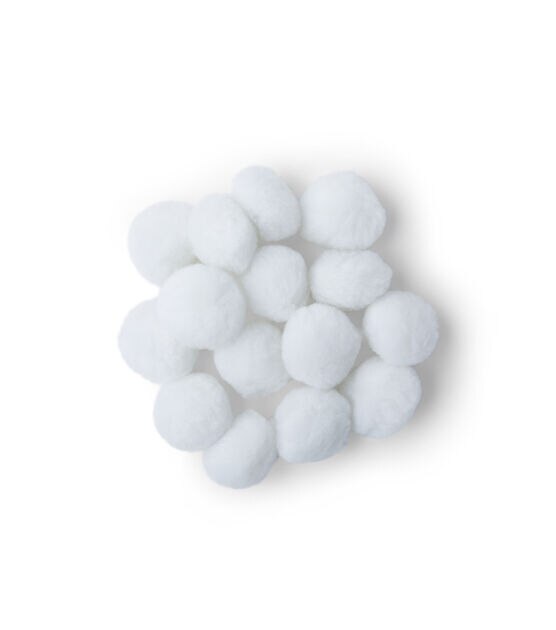 Pop! 38mm White Pom Poms 15pk - Kids Craft Basics - Kids