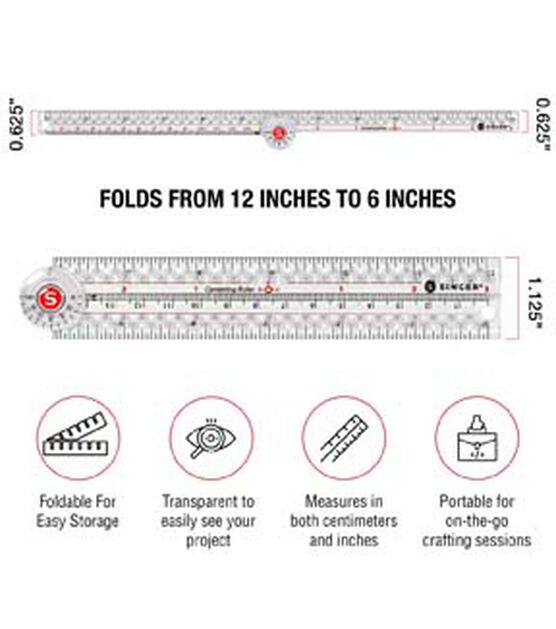 SINGER 12" Folding Precision Ruler, , hi-res, image 3