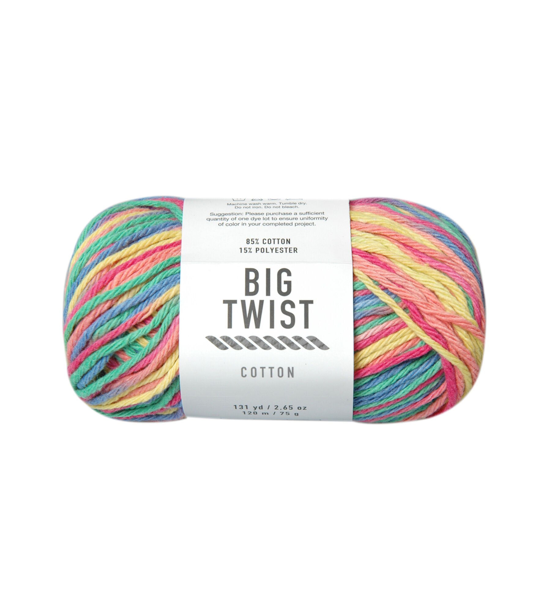 Worsted Cotton Blend 96-131yds Yarn by Big Twist, Multi Soft Rainbow, hi-res