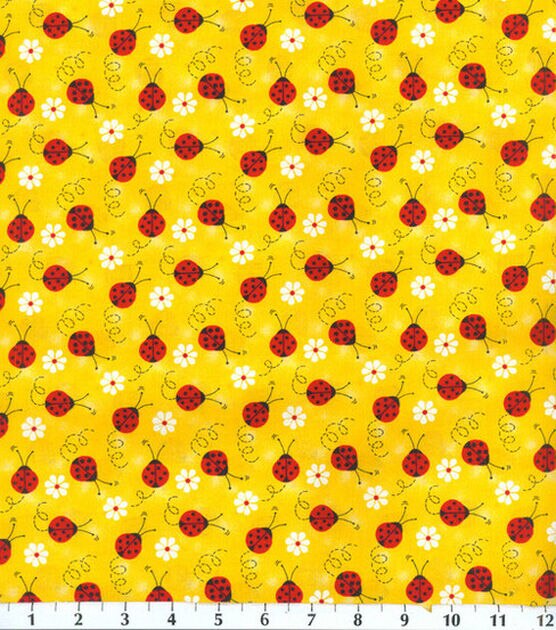 Fabric Traditions Novelty Cotton Fabric Ladybug with Daisy