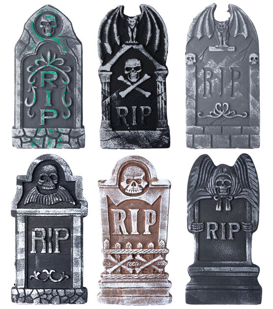 15" x 8" Halloween Mini Tombstones 6pk by Place & Time