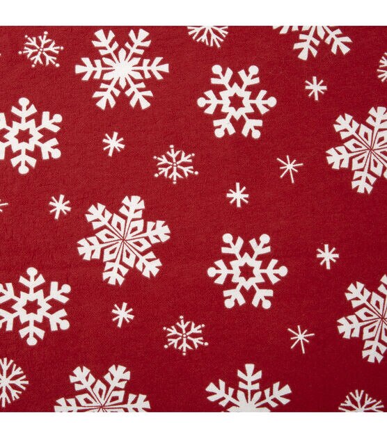 Snowflakes on Red Super Snuggle Christmas Flannel Fabric