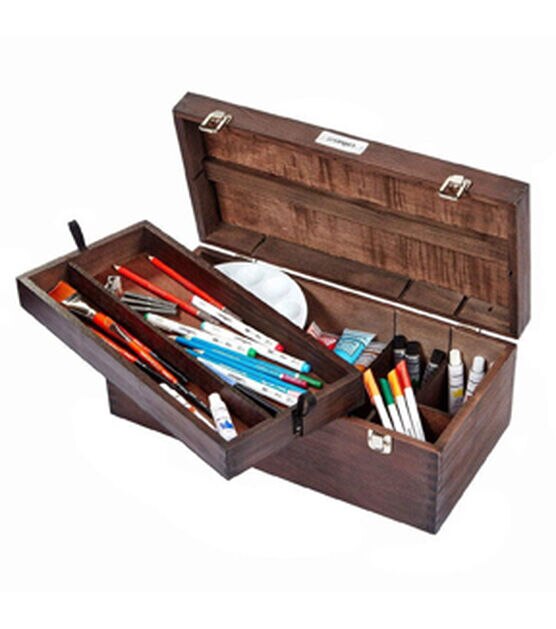 Kingart Studio Wooden Artist Storage Box,Designed Storage for Art Materials
