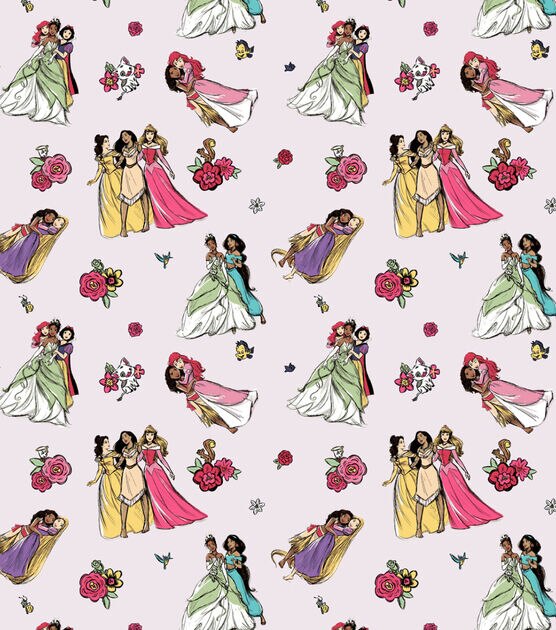 Disney Princess Floral & Friends Cotton Fabric, , hi-res, image 2