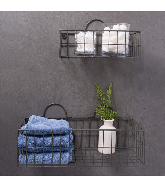 Design Imports Wire Wall Small Basket Grey, , hi-res, image 3