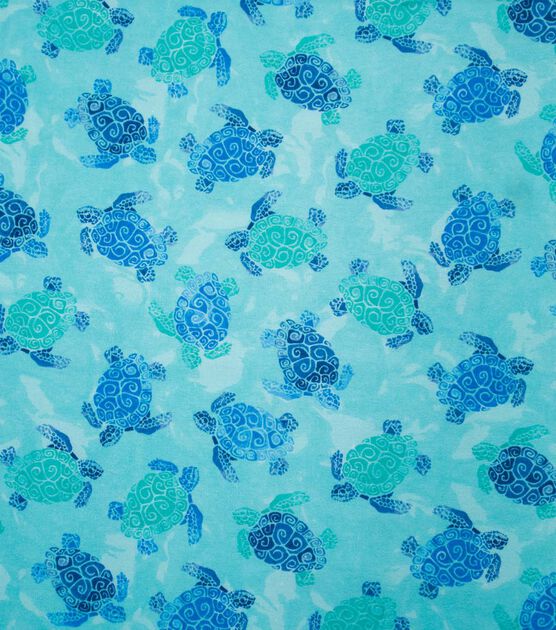 Swimming Turtle Super Snuggle Flannel Fabric, , hi-res, image 2