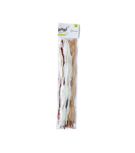 10mm Tan & White Chenille Stems 25ct by POP!