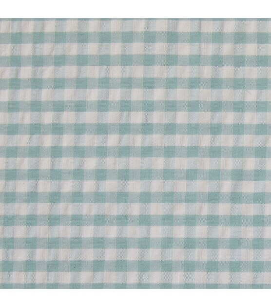 Pop! Teal Gingham Seersucker Kids Fabric