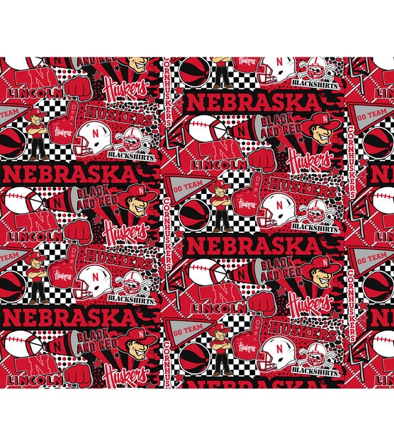 University of Nebraska Cornhuskers Cotton Fabric Pop Art