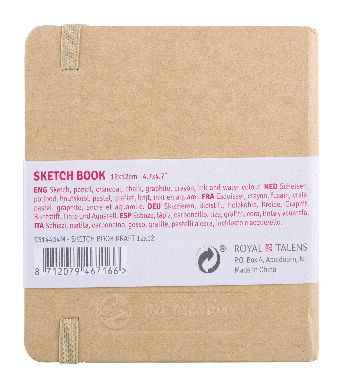 Royal Talens T9314-014M 441750 Talens Art Creation Sketchbook, Drawing  Notebook, 4.7 x 4.7 inches (12 x 12 cm), Pastel Pink