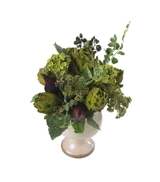 Nearly Natural Artichoke and Hydrangea Flower Arrangement, , hi-res, image 2