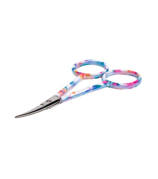 Singer 4 Inch Curved Tip Floral Printed Handle Forged Embroidery Scissors 