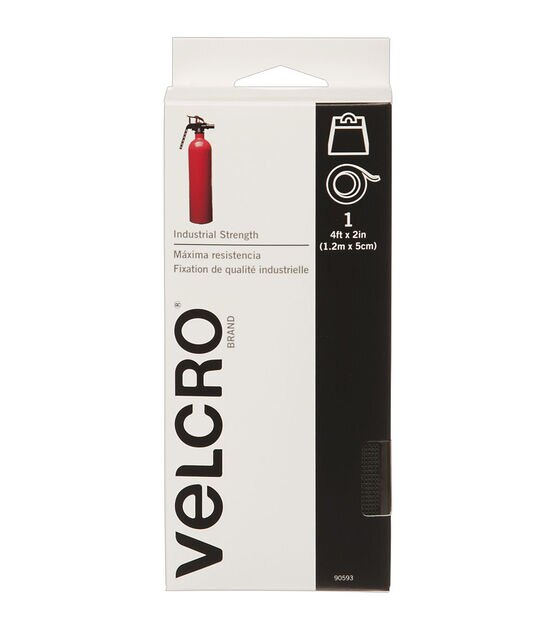 VELCRO 4 in. x 2 in. Industrial Strength Strips in Black (2-Pack