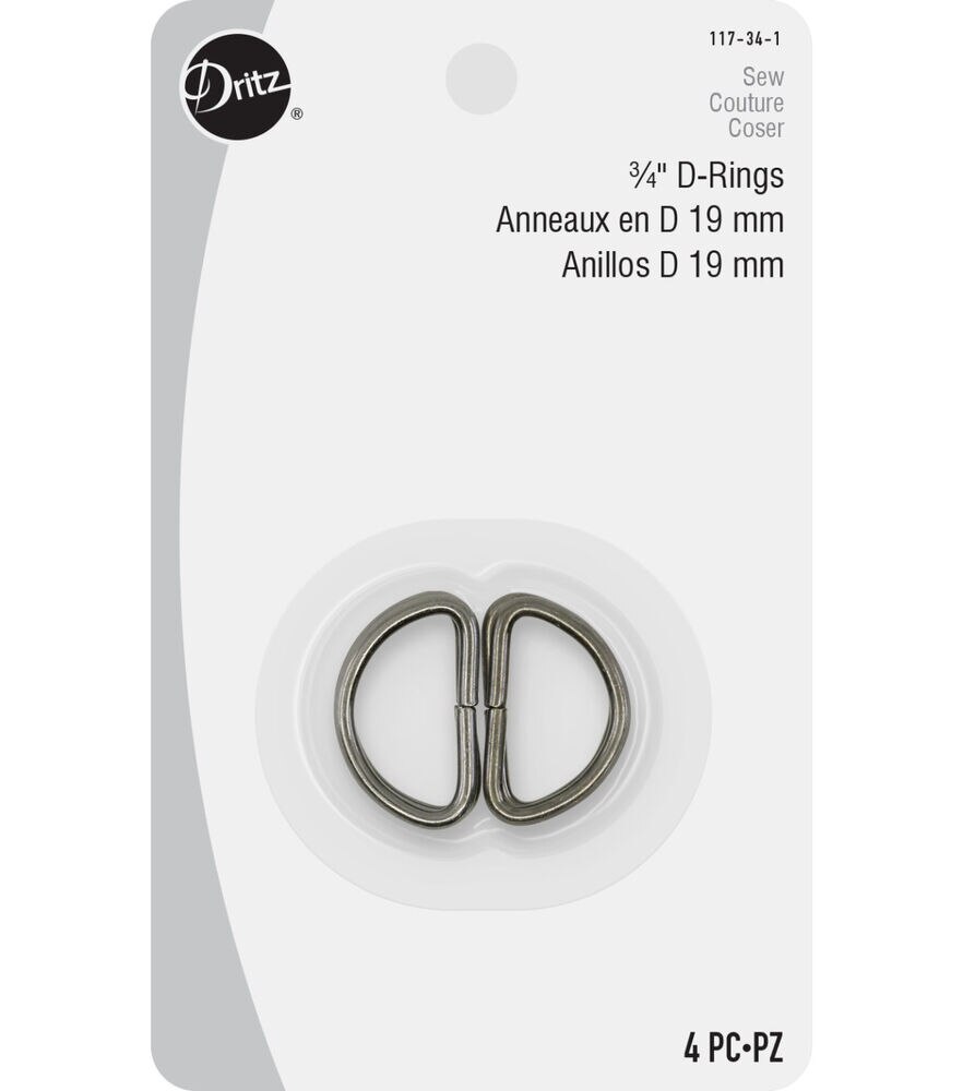 Dritz 3/4" D-Rings, Black, 4 pc, Black, swatch