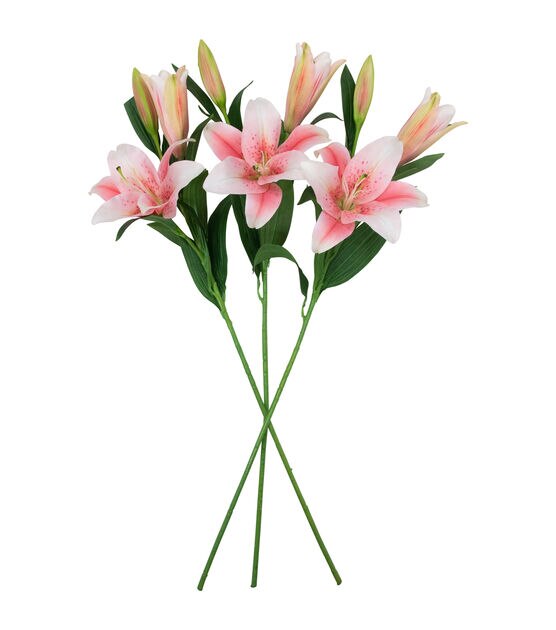 Northlight  38" Pink Lily Stems 6ct, , hi-res, image 4