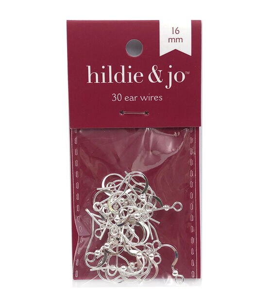 16mm Silver Fish Hook Ear Wires 30pk by hildie & jo