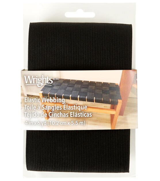 Black Four Inch Elastic Webbing