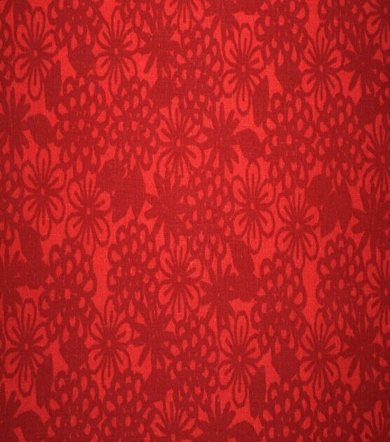 Red Floral Print Quilt Cotton Fabric by Quilter's Showcase