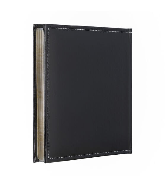Red Co. Black Faux Leather Photo Album with Self Adhesive Sheets
