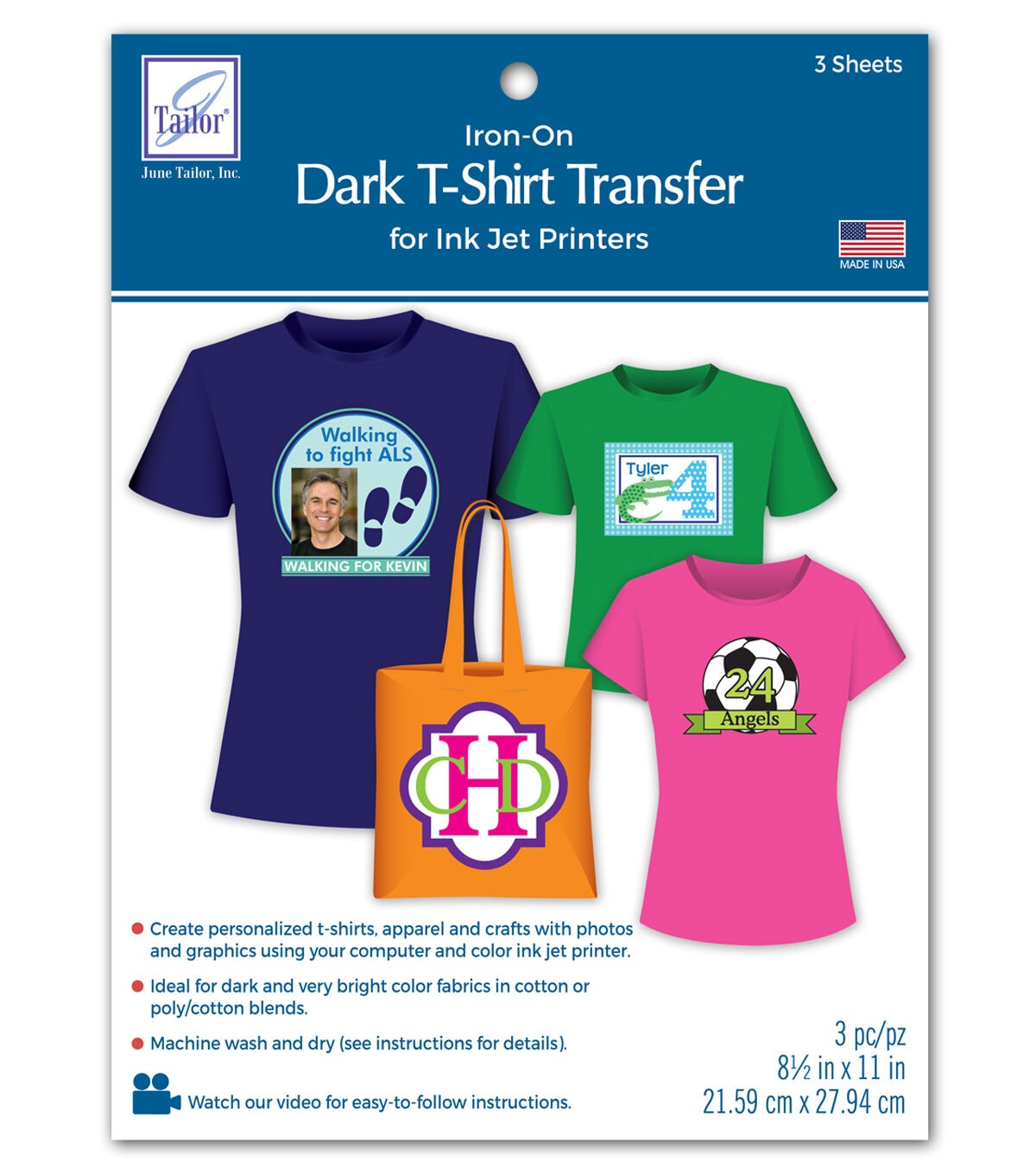 Avery Printable T-Shirt Transfers, For Use on Dark Fabrics, Inkjet  Printers, 5 Paper Transfers (3279)