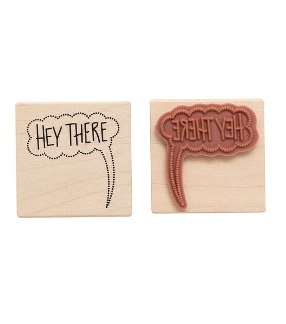 American Crafts Wooden Stamp Hey There, , hi-res, image 2