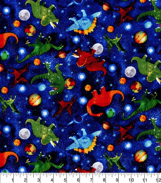 Hi Fashion Dinos In Space Novelty Cotton Fabric, , hi-res, image 2