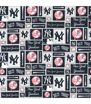 NY Yankees Block New York Yankees Logo Pinstripes MLB 100% Cotton Fabric,  Quilting, Pillowcases, Home Decor, Face Mask - Ships Today