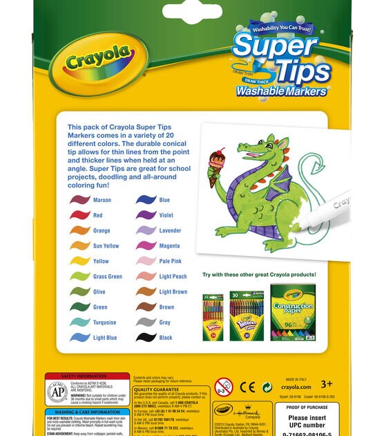 2 Packages Crayola Super Tips 20 Count Draw Thin Or Thick Washable Markers