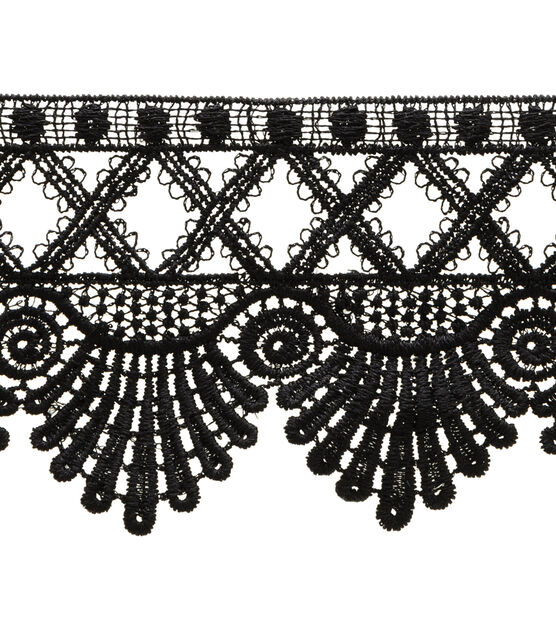 Black Venice Lace Trim by the Yard, 55 Mm Cobweb Spider Lace