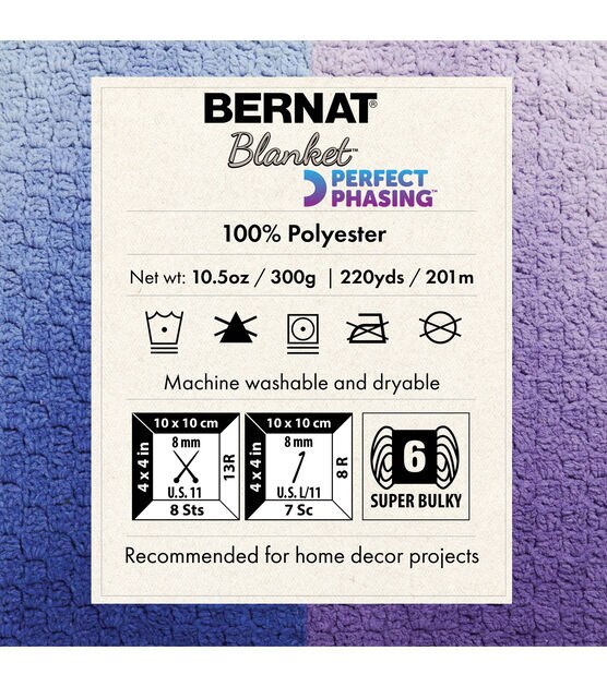 Bernat® Blanket™ #6 Super Bulky Polyester Yarn, White 10.5oz/300g, 220  Yards 
