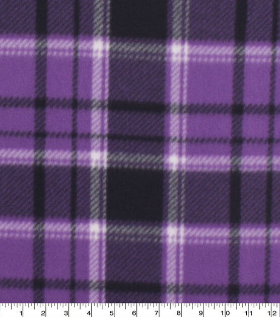 Purple Black Plaid Blizzard Fleece Fabric