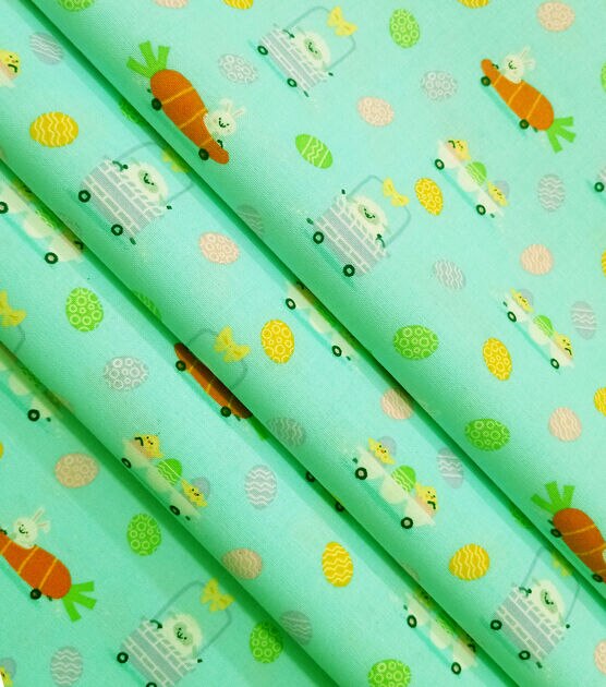 Carrot Mobiles on Green Easter Cotton Fabric, , hi-res, image 3